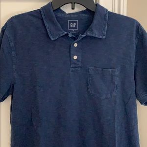 Gap Short Sleeve Polo Shirt Denim Wash Blue Medium